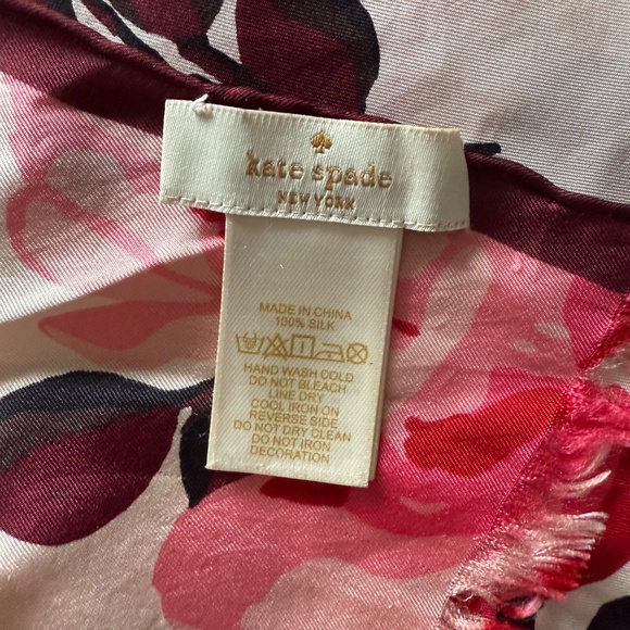Kate Spade 100% Silk Rose Print Long Scarf - Picture 2 of 4